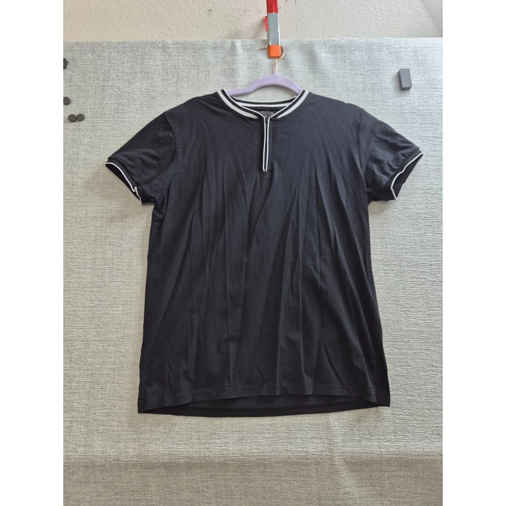 Nick Danger Shirt Mens Large Black Henley Quarter Zip Logo Performance Training